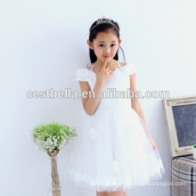 Billiges reizendes Baby-Kleid-nettes Blumen-Mädchen-Kleid-hübsches weißes nettes Kind-Hochzeits-Kleid-Geburtstags-Party-Prinzessin-Partei-Kleid